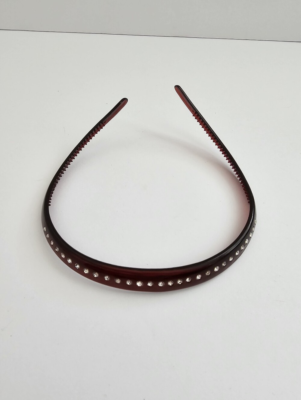 Vintage Rhinestone Faux Tortoiseshell Headband Translucent Burgundy Amber